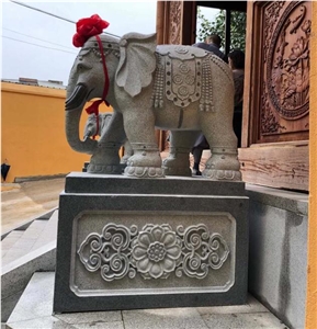 G654 Black Granite Temple Garden Animal Statues