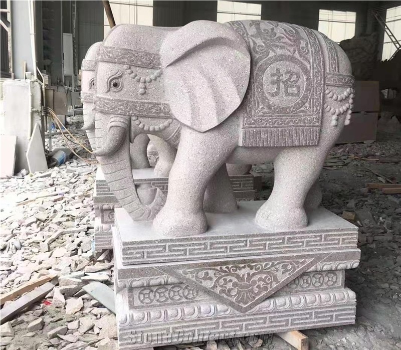 Granite Decorated Animal Sculptures Hotel Statues