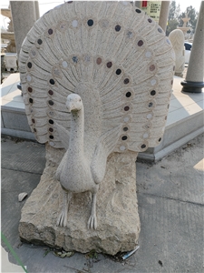 Natural Stone Peacock Garden Animal Sculpture