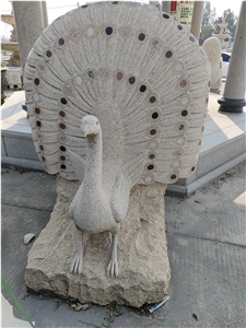 Natural Stone Peacock Statues Landscape Sculpture