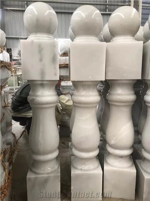 Polished Stone Stair Handrails White Balsutrade