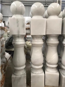 Polished Stone Stair Handrails White Balsutrade