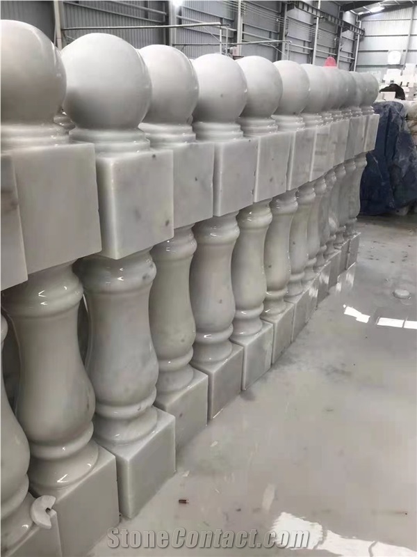 Polished Stone Stair Handrails White Balsutrade