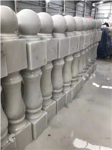 Polished Stone Stair Handrails White Balsutrade