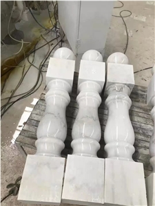 Polished Stone Stair Handrails White Balsutrade