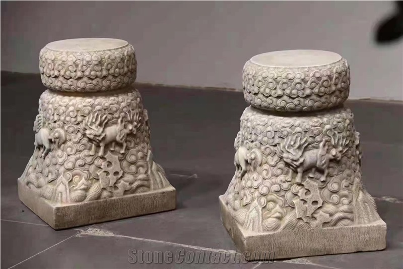Stone Basic Pedestal Columns Decorated Pillars