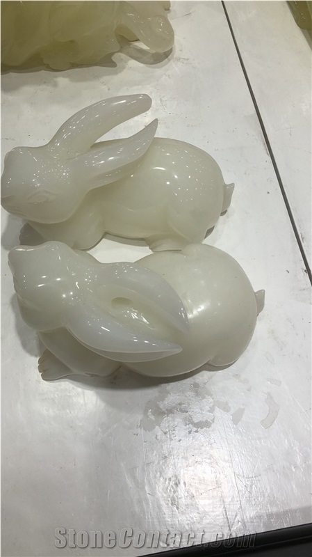 Top White Onyx Animal Rabbit Sculptures Gift
