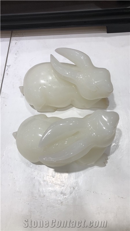 Top White Onyx Animal Rabbit Sculptures Gift