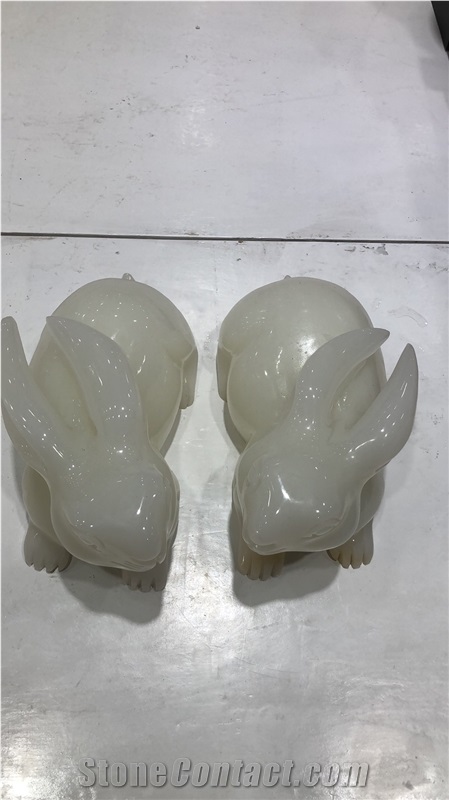 Top White Onyx Animal Rabbit Sculptures Gift