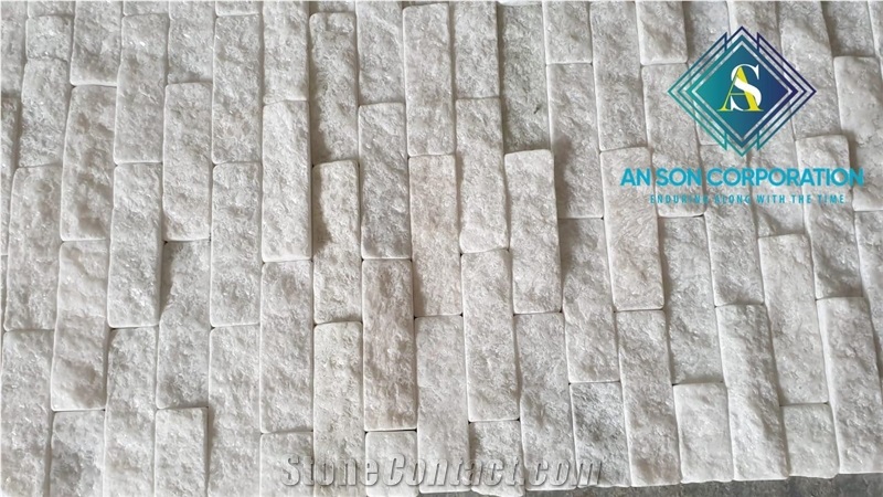 White Split Face Marble Stone Wall Panel