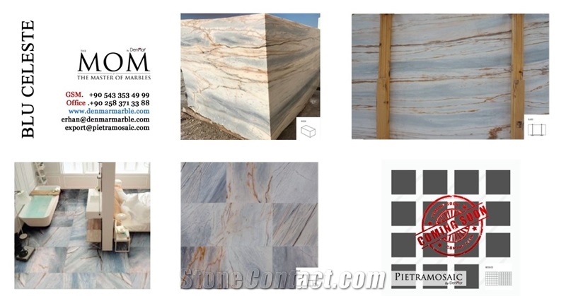 Blu Celeste Marble Slabs, Turkey Blue Marble