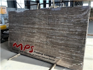 Silver-Brown Iranian Travertine Slab, Titanium Silver Travertine Slabs