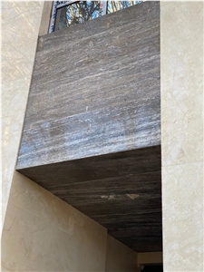 Silver-Brown Iranian Travertine Slab, Titanium Silver Travertine Slabs