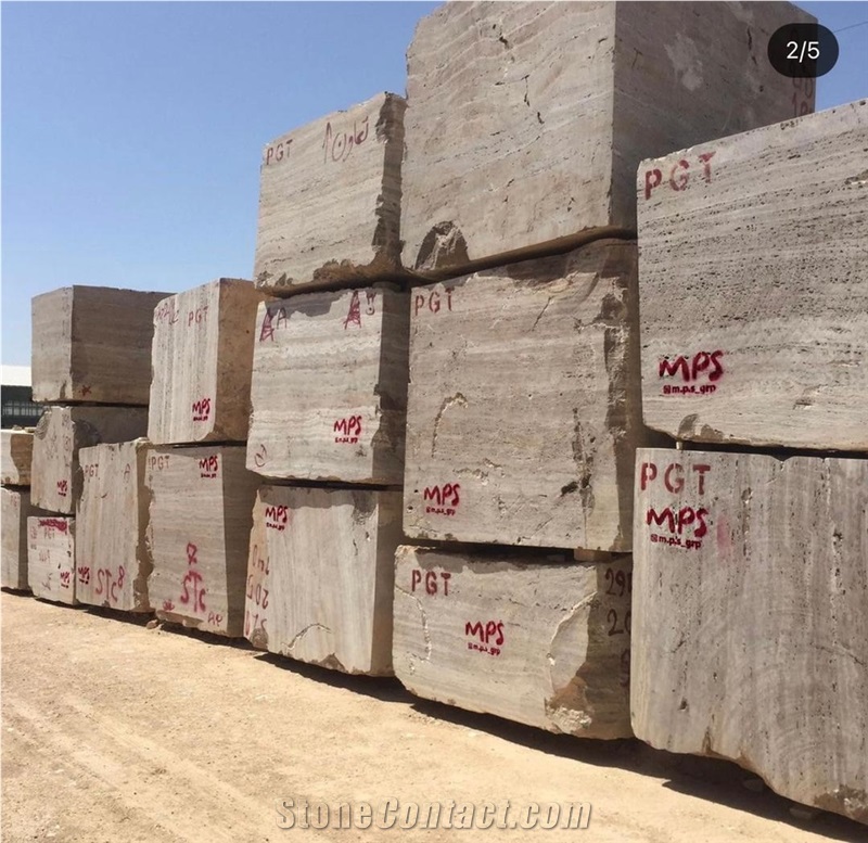 Silver-Brown Iranian Travertine Slab, Titanium Silver Travertine Slabs