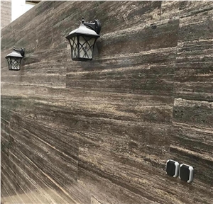 Silver-Brown Iranian Travertine Slab, Titanium Silver Travertine Slabs