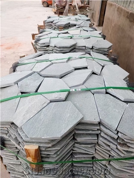 Exterior Decorative Green Slate Random Flagstone Courtyard