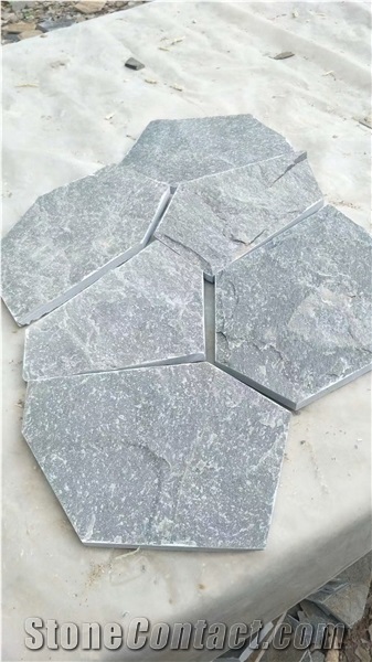 Home Decorative Green Slate Stone, on Meshed Flagestone