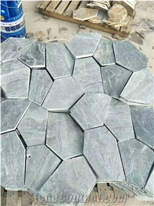 Home Decorative Green Slate Stone, on Meshed Flagestone