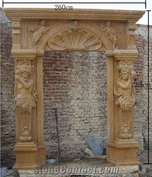 Indoor Use Fireplace Mantle, Natural Stone Marble Fireplace