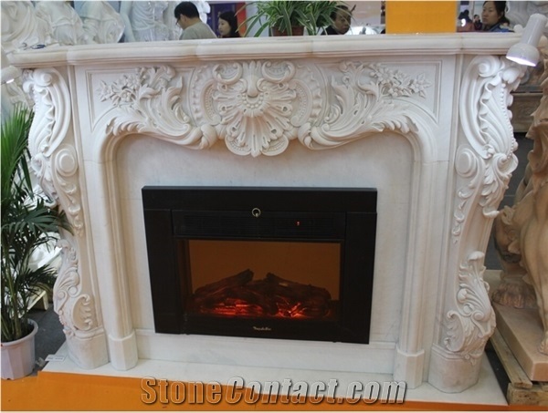 Indoor Use Fireplace Mantle, Natural Stone Marble Fireplace