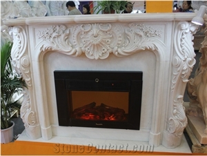 Indoor Use Fireplace Mantle, Natural Stone Marble Fireplace