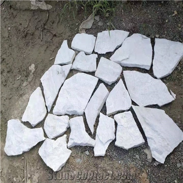Pure White Quartzite Crazy Paver,Loose Cladding Random Stone