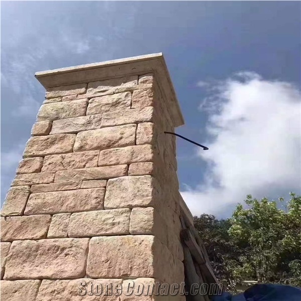 Tumbled Beige Limestone Wall Bricks, Building Stones
