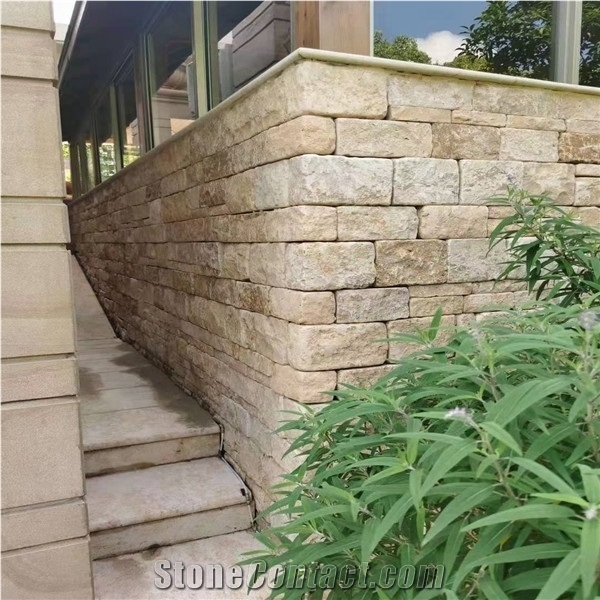 Tumbled Beige Limestone Wall Bricks, Building Stones