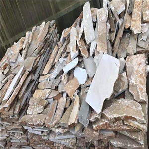 Yellow Loose Slate Stack Veneer Random Stone Wall Cladding
