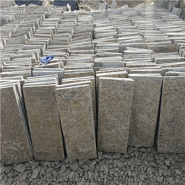 Yellow Natural Split Quartzite,Dry Stacked Feature Walls