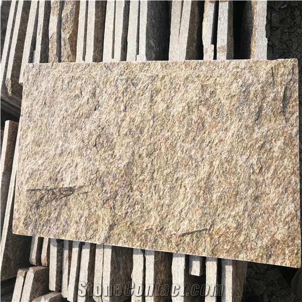 Yellow Natural Split Quartzite,Dry Stacked Feature Walls