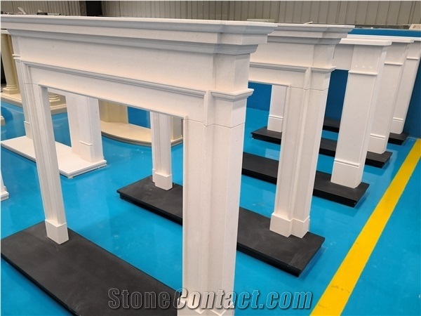 2021 Aegean Limestone White Fireplaces Mantel Uk Style