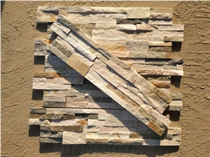 Honey Golden or Rushed Golded Panel Of Stacked Stone