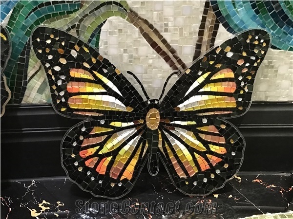 Beautiful Butterflies Design Glass Mosaic Art