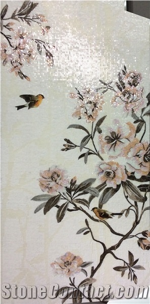 Birds and Flowers Series Glass Mosaic Artworks
