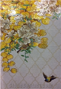 Birds and Yellow Flowers Series Glass Mosaic Artworks Birds and Yellow Flowers Series Glass Mosaic Artworks