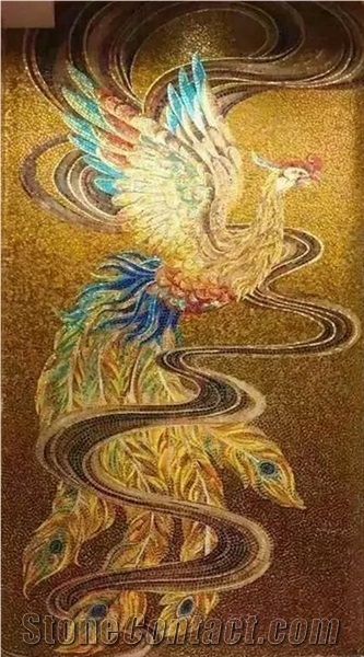 Birds Of Wonder and Flowers Glass Mosaic Design Art