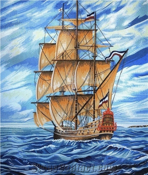 Blue Sky a Sailboat on the Blue Sea Glass Photos