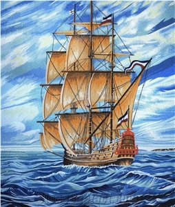 Blue Sky a Sailboat on the Blue Sea Glass Photos