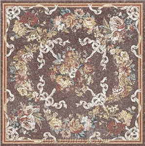 Brown Delicate Carpet Rectangle Design Marble Medallion