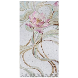 Chinese Painters Of Little Pink Lotus Glass Mosaic Art Chinese Painters Of Little Pink Lotus Glass Mosaic Art