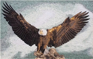 Chinese Style a Great Hawk Spreads Its Wings Glass Medallion Chinese Style a Great Hawk Spreads Its Wings Glass Medallion