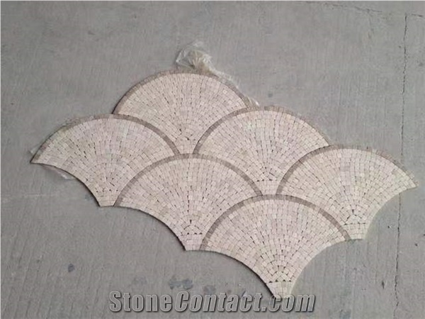 Crema Marfil Light Emperador Fans Marble Mosaic Tile