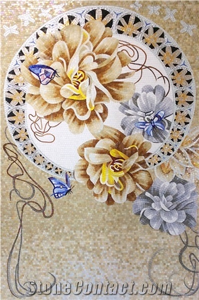 Different Colorful Flowers Series Glass Mosaic Artworks
