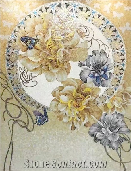 Different Flowers and Beautiful Moon Series Glass Mosaic