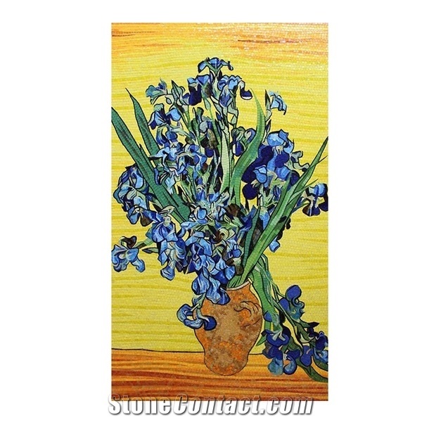 Dreamy Design Pattern Of Flowers and Vase Glass Mosaic Art