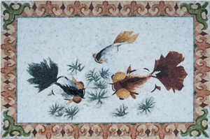 Dreamy Design Pattern Of Gold Leaves Glass Mosaic Art