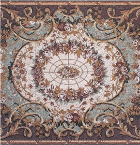 Flower Carpet Rectangle Design Marble Medallion for Floor