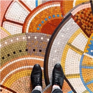 Flowers Of Earth"S Core Glass Medallion for Floor