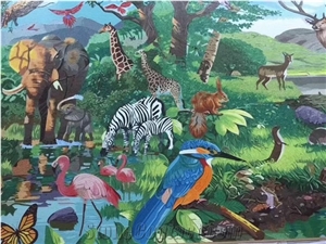Giraffe Elephant Birds Medallions,Scissors Painting for Wall Giraffe Elephant Birds Medallions,Scissors Painting for Wall
